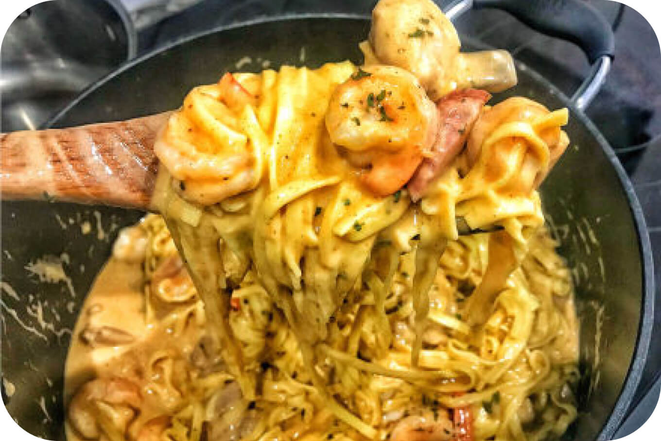 Cajun Style Pasta - Spicy Seafood Alfredo with Shrimp and Sausage