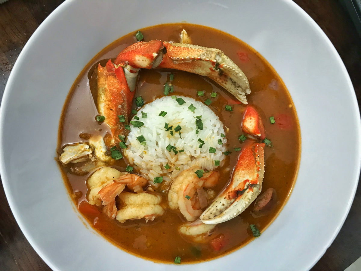 Jamba Juice offers seafood gumbo with shrimp, crab, and roux-based broth.